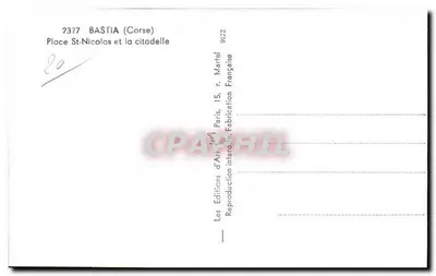Bastia (Korsyka) — Plac św. Nikodema i twierdza — Les Éditions d'Art, Paryż — Rewers