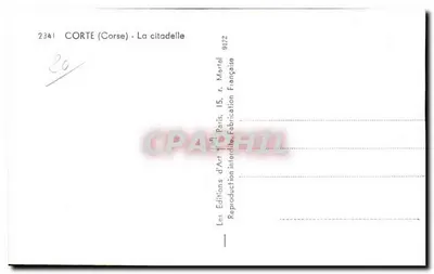 Corte (Corse) - La citadelle — Éditions d'Art Martel, n°2341 — Verso