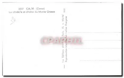 Calvi (Corsica) — La cittadella e la catena del Monte Grosso — Les Éditions d'Art, Paris — Verso