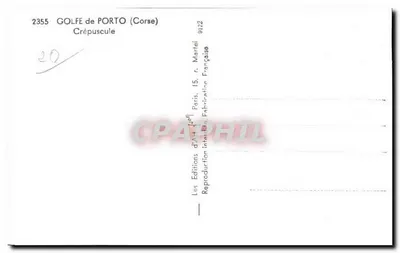 Zatoka Porto (Korsyka) — zachód słońca — Les Editions d'Art, Paryż — Rewers