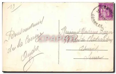 Stara pocztówka Uzerche (Corrèze) Widok ogólny — Rewers