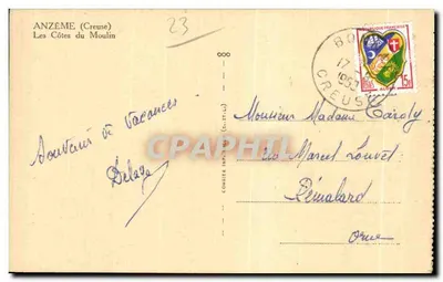 Anzême (Creuse) — As Colinas do Moulin — Cim — Verso