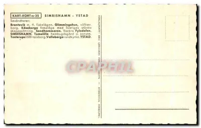 Ilustrowana pocztówka z regionu Simrishamn - Ystad — wydawca Kart-Kort nr 35 — Rewers