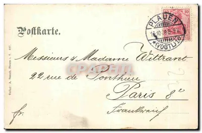 Widok Plauen — wydawca A. Bassach, nr 837 — Rewers