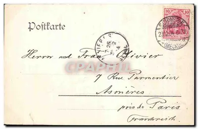 Schwerin i. M. — Kaiser Wilhelmstraße — éditeur J. T. 636 — Achterkant