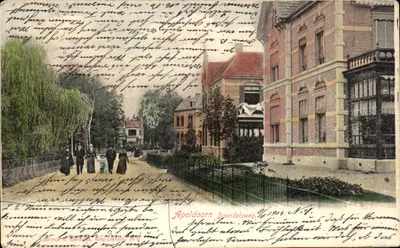 Apeldoorn - Daendelsweg — vista da rua com edifícios e passeio — Lichtdruk N. Bakker, Koog-Zaandijk, N°4