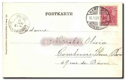 Hamburg-Hohenfelde — widok rzeki z łodzią — Verlag & Lichtdruck & Mäther, 750 — Rewers