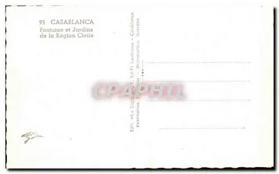 Fontein en Tuinen van de Civiele Regio — Casablanca — Uitgever La Cigogna, RdP-Pl Lapérouse — Achterkant