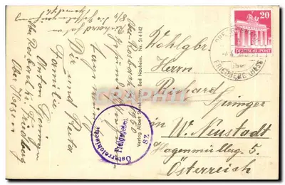 Bad Nauheim, Bahnhofstraße — widok ulicy z samochodami z epoki — wydawca Verlag Albert Stemberger — Rewers