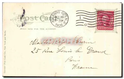 Farol de Atlantic City — N.J. — Souvenir Post Card Co., New York and Berlin — Verso
