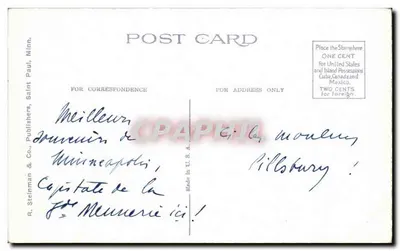 Pillsbury Flour Mills, Minneapolis, Minn. — editore R. Stelzman & Co., n° 9820 — Verso