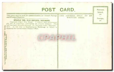 Londres - Casas antigas, Staple Inn, Holborn — The London Stereoscopic Company, série L8300 — Verso