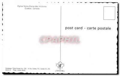 Igreja Nossa Senhora das Vitórias — Quebec, Canadá — Cartes Kirouac Inc. n° 65351-D — Verso