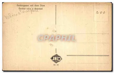 Košice — Rua Šrobárova com a catedral — JKO, Nr. 20 — Verso
