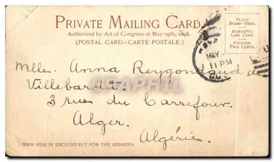 Bilhete postal antigo Palácio do Governo Geral Havana Cuba — Verso