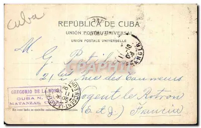 Bilhete postal antigo Habana Plaza de Armas Y Palacio Place of Armas e Palácio — Verso