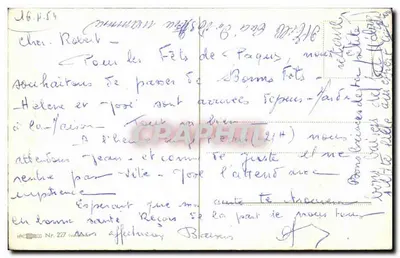 Poussin em uma tulipa rosa — Felizes Páscoas — Bilhete postal antigo n°227 — Verso