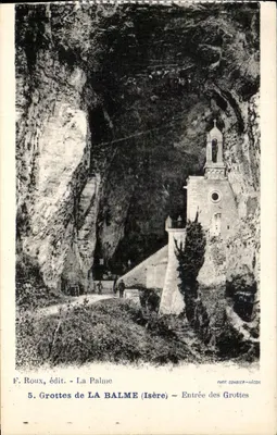 Grottes de LA BALME (Isère) — Entrada das Grotas — F. Roux, editor — La Palme