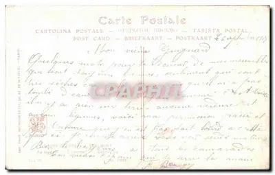 Sujet intime — servante aidant une dame à enfiler un bas — éditeur IMPRIMÉ SUR LA CARTE : 'CARTOLINA POSTALE - GÉNÉRALE THÉODORE - TARJETA POSTAL' et n° 111 — Verso