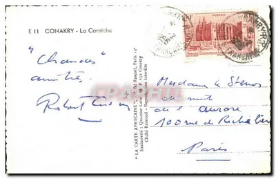 Stara pocztówka Conakry La Corniche Guinee — Rewers