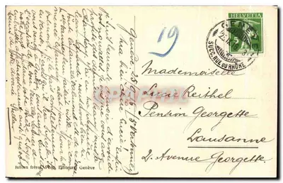Genewa — Wyspa Rousseau i nabrzeże Mont-Blanc — J. J. 9512 — Julien frères, Fot. Wydawcy Genewa — Rewers
