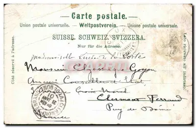 Stara pocztówka Grp Hotel de Caux S/ Montreux Szwajcaria — Rewers