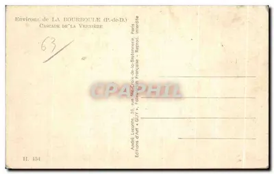 Wodospad La Vernière — Okolice La Bourboule (P.-de-D.) — Éditions d'Art Guy — Rewers