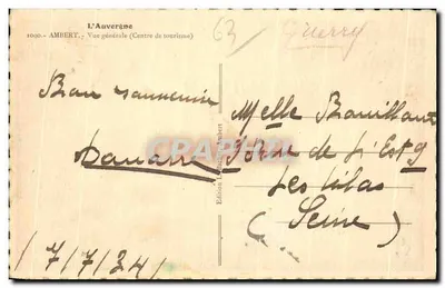 Stara pocztówka Ambert Ogólny widok Auvergne — Rewers