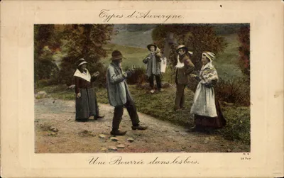 Typen der Auvergne — Eine Bourrée im Wald — F. B. LE PUY