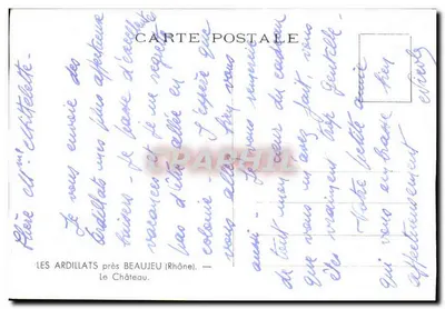 Les Ardillats perto de Beaujeu (Rhone) — O Castelo — Carta postal — Verso