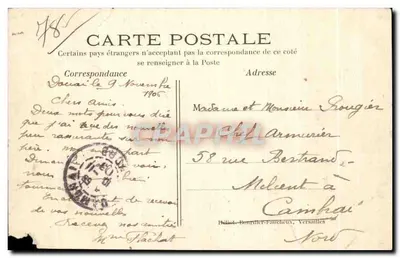 Bilhete postal antigo Versailles Gênio Companhia Ciclista Bicicleta Ciclismo Militaria — Verso