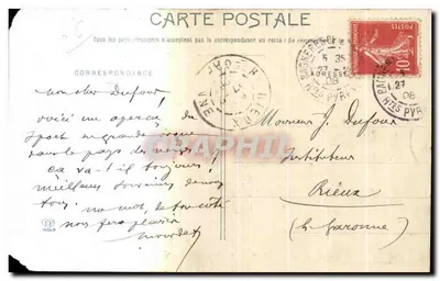 Concurso de Esquí de Payolle, cerca de Bagnères-de-Bigorre (2 de Febrero de 1908) — Llegada de un corredor — Fototipia Labouche Frères Toulouse — Reverso