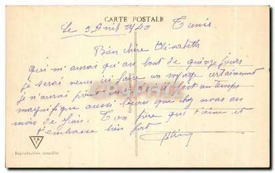 TUNIS - Kasbah — widok panoramiczny z minaretem i placem — wydawca EMT, n° 533 — Rewers