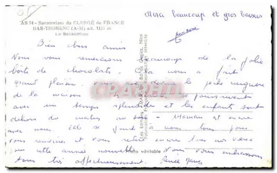 Sanatorium du CLERGÉ de FRANCE — BAS-THORENC (A-M) — Les Éditions Gagez, Nice — Rewers