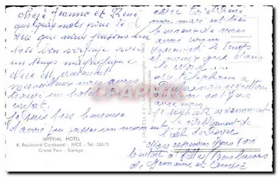Hotel Imperijski — Nice — L. Città & C° — Rewers