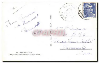 Bar-sur-Aube — widok z drogi Fontaine — wydawca C.A.P. n° (50) — Rewers