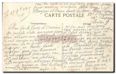 L'ARGONNE — As Ruínas de CLERMONT — M. Husaenct, edição Brabant-en-Argonne, N° 1 — Verso