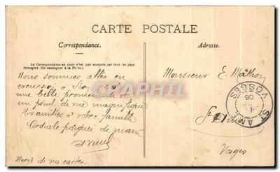 Bilhete postal antigo Sion Estátua de São José — Verso