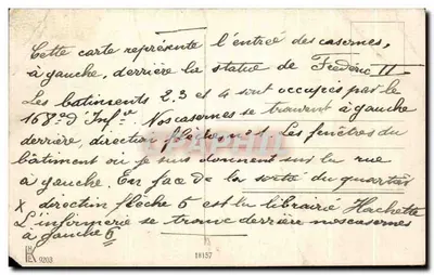 Bilhete postal antigo Mulheim Ruhr Kaserne Mit Kaiser Friedrich Denkmal Tramway — Verso