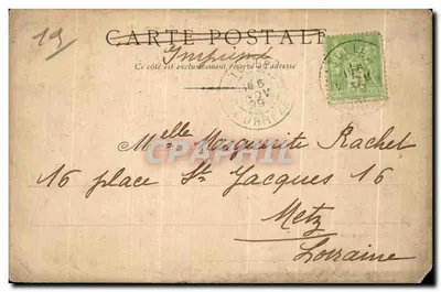 Stara pocztówka Brives Caserne Brune Karta 1899 Militaria — Rewers