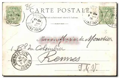 Bilhete postal antigo Rouen Jeanne d'Arc — Verso