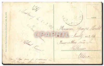 Strasburg, Kaiser-Friedrich-Straße — widok katedry — wydawca Felix Tielb, Straßburg, L. Els. Nr 1684 — Rewers