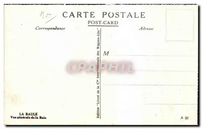 La Baule — Ogólny widok zatoki — Wydanie 'Livre de la Cie Internationale des Wagons-Lits' n° A 32 — Rewers