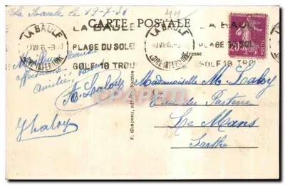 La Baule-sur-Mer (Loire-Inf.) — Nowa poczta (Architekt: M. Datessen) — Widok z ogrodu Pamiątki Zwycięstwa — Rewers