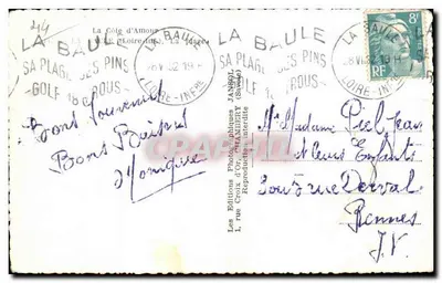 La Baule - Praia dos Pinheiros — vista da promenade e das cabines — Janssot — Verso