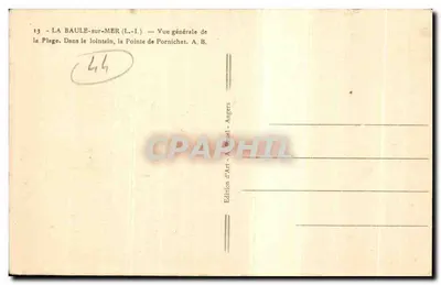 La Baule-sur-Mer — Ogólny widok plaży, w oddali, Pointe de Pornichet — Wydawnictwo Sztuki, Angers — Rewers