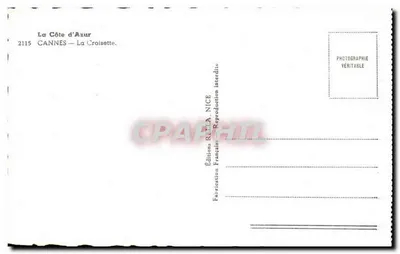 Cannes — A Croisette — Edições RÉLIA, NICE — Verso