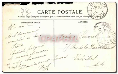 Stara pocztówka Saint Germain an Laye Avenue Gambetta Entree de la Terrasse — Rewers