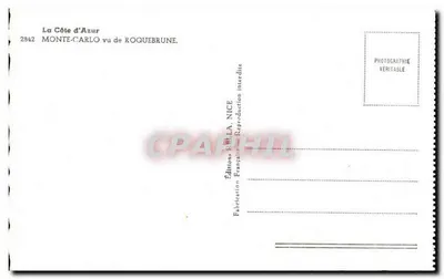 Monte-Carlo — widok z Roquebrune — Wydawnictwo La Côte d'Azur, Nice, nr 2842 — Rewers