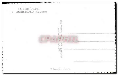 Monte-Carlo — O Casino — Éditions MUNIER, Nice — Verso